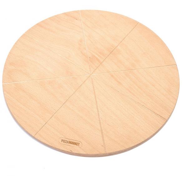 Drevený kruhový podnos na pizzu Ø 33 - 50 cm, s drážkami na krájanie – PIZZAMARKET