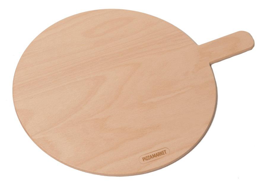 Drevený kruhový podnos s rukoväťou – PIZZAMARKET